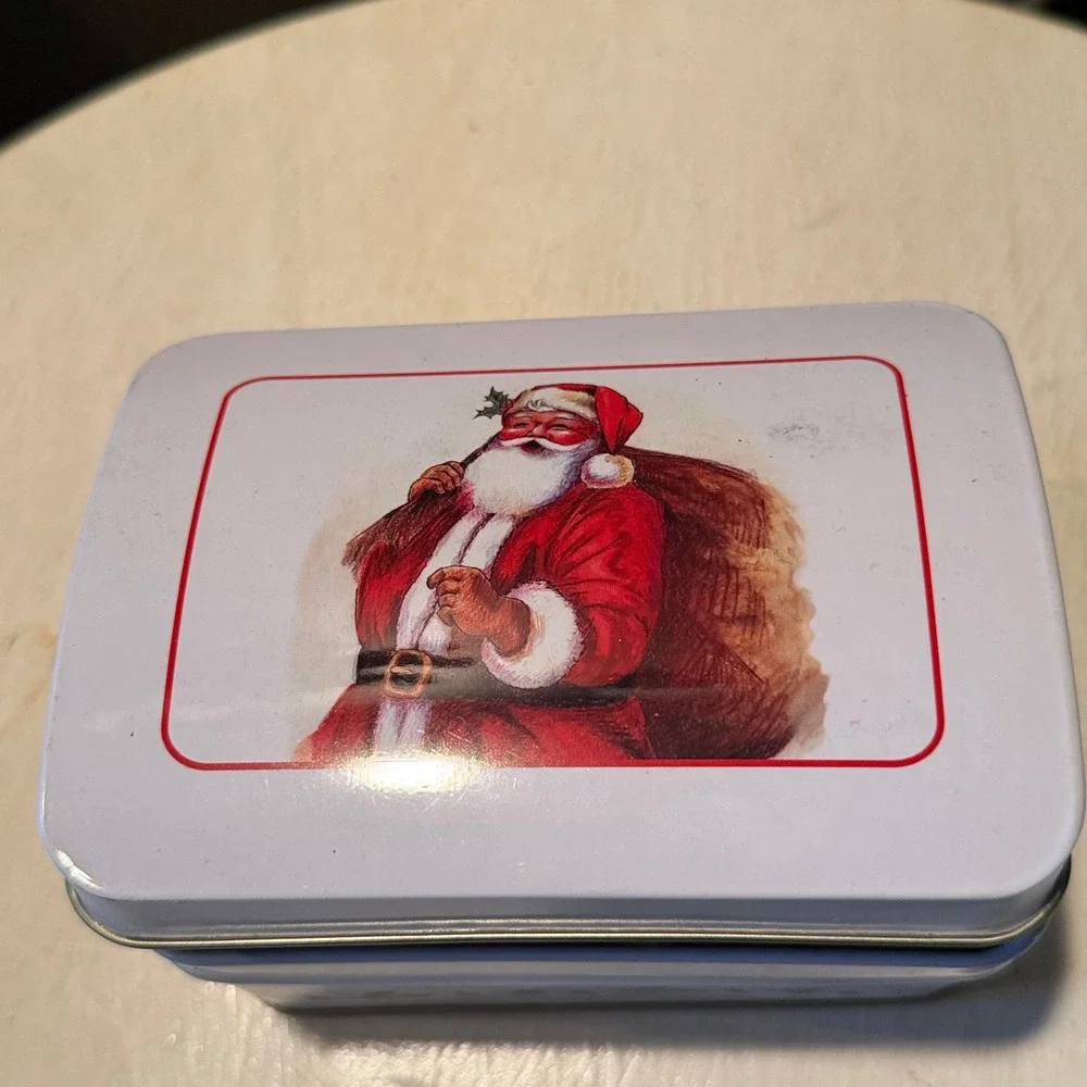 Vintage Santa Claus Christmas Tin Box Storage Container Holiday‎ Decor